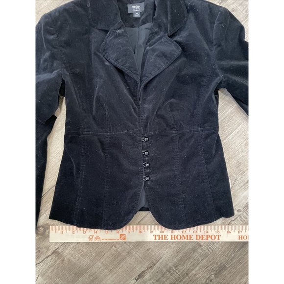 Mossimo Black Velvet 4 Round Button Front Fitted Blazer Jacket Size XS - Picture 7 of 10
